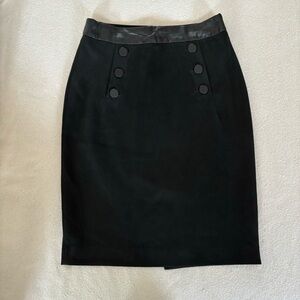 Size four black vegan leather and suede pencil skirt